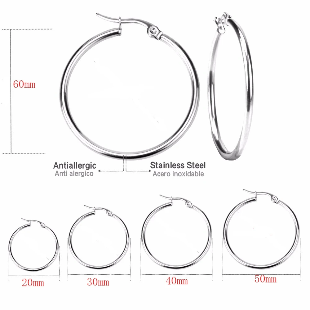 QIAMNI 20mm 30mm 40mm 50mm 60mm Exaggerate Big Smooth Circle Hoop Earrings Party Geometric Round Loop for Women Jewelry | Украшения и