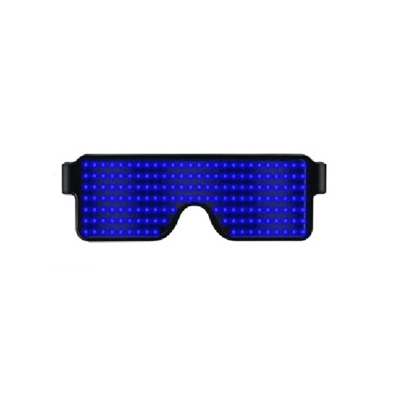 Волшебная Вспышка светодиодные вечерние очки приложение Bluetooth управление щит светящиеся очки USB зарядка DJ солнцезащитные очки DIY освещение концертов игрушки - Цвет: Синий