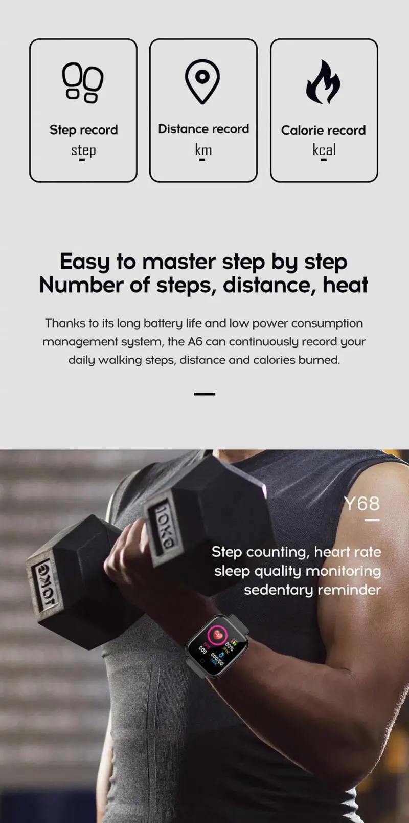 Y68 Sports Smart Watch Waterproof Watches Oxygen/distance/calories/alarm/sleep Monitoring/find Phone Monitor Smartwatch