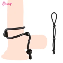 Adjustable Penis Ring Delay Premature Ejaculation Silicone Lock Ring Time Delay Male Cock Ring Erection Sex Toys for Men Couples