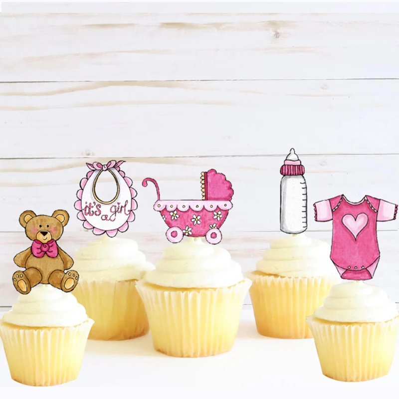20 шт детский душ кекс Cupcake это девушка украшения для торта для вечеринки розовый Топпер детский душ вечерние принадлежности