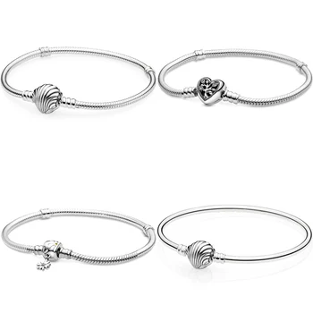 

Moments Family Tree Heart Seashell Clasp Clasp Daisy Flower Bracelet Bangle Fit Pandora 925 Sterling Silver Bead Charm