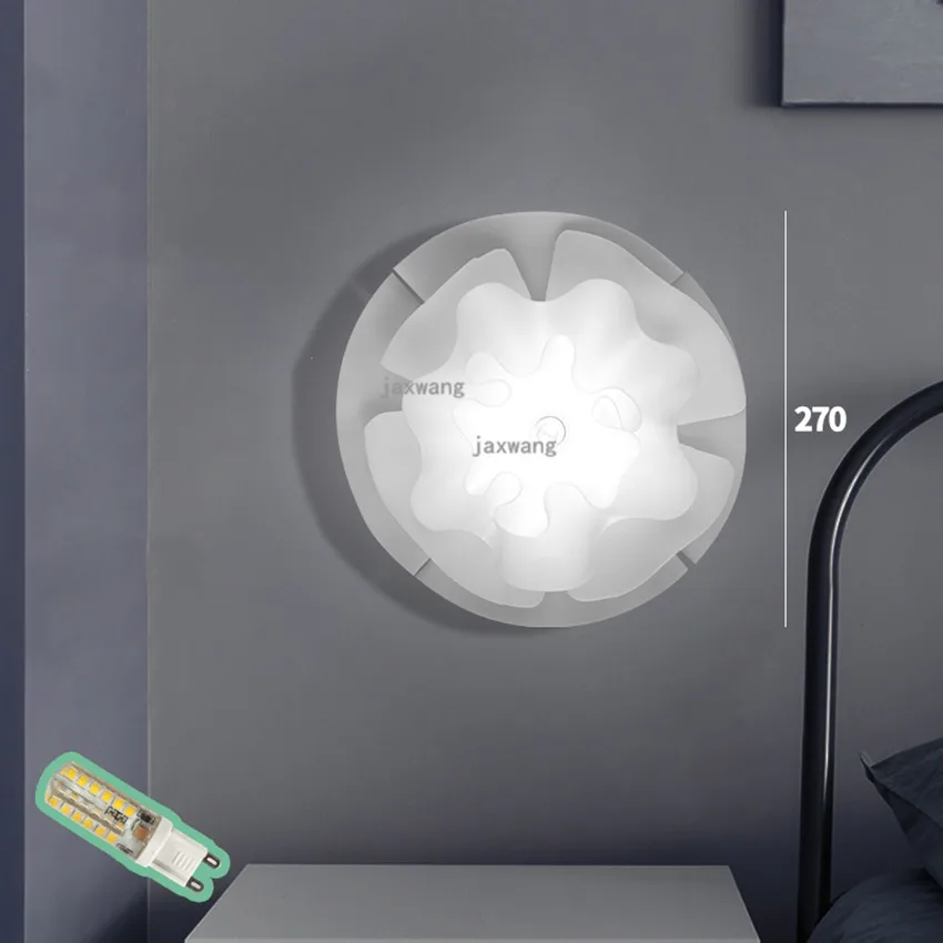 Nordic LED Beside Bedroom PVC Wall Lamps Modern Flower Wall Light Sconces Creative Girl Wall Lamp Living Room Light Fixtures - Цвет абажура: white  H27cm
