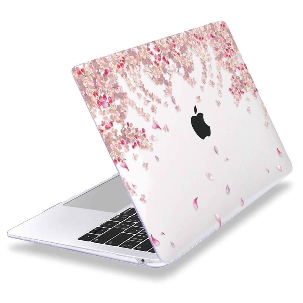 coque plastique rigide imprimé floral pour macbook air pro