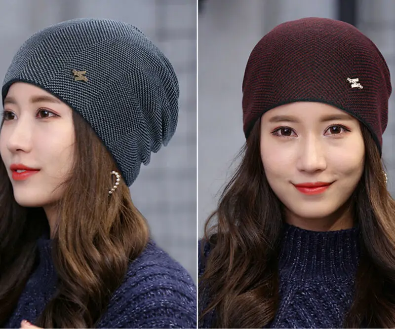 Мужская и женская вязаная мешковатая Шапка-бини, зимняя Лыжная шапка, теплая шикарная вязаная шапка с черепом, женская вязаная шапка s