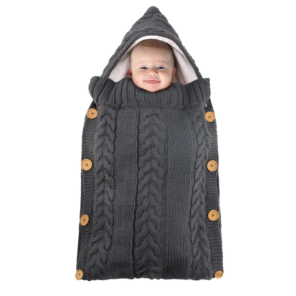 ARLONEET/вязаный спальный мешок для новорожденных и малышей; одеяло; зимний спальный мешок для пеленания; теплая прогулочная коляска из бархата; CS19 - Цвет: DG