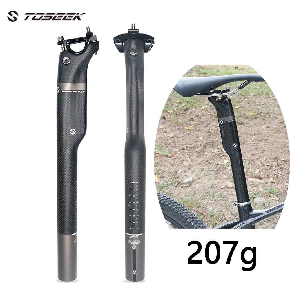 TOSEEK 3K Carbon 27.2/30.8/31.6*350/400mm MTB Road Bike Seat Saddle post Black TOSEEK 3K Carbon 27.2/30.8/31.6*350/400mm MTB Road Bike Seat Saddle post Black
