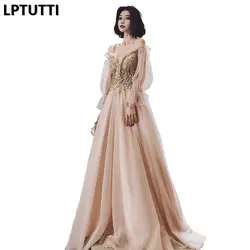 LPTUTTI Вышивка блесток новый для женщин Элегантный Дата Церемония вечернее платье для выпускного вечера Формальные торжественные
