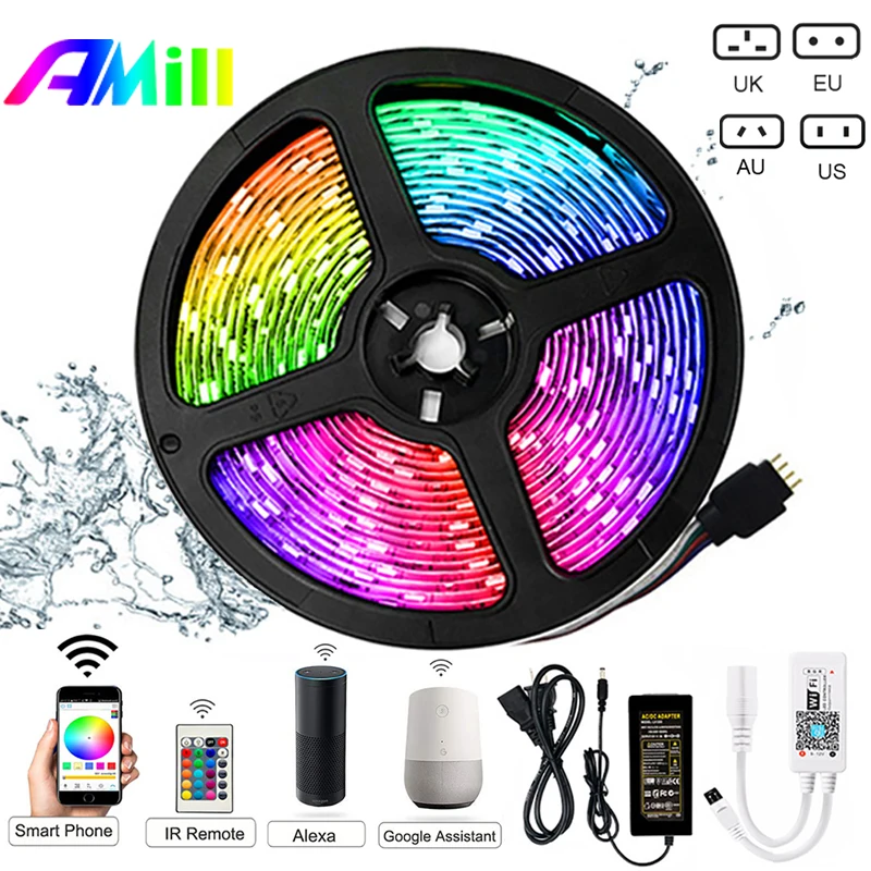 

New 10M 5050 RGB LED Strip Phone Control Wireless WiFi Tape Work With Amazon Alexa Google Home IFFFT DC 12V Flexible Strip Light