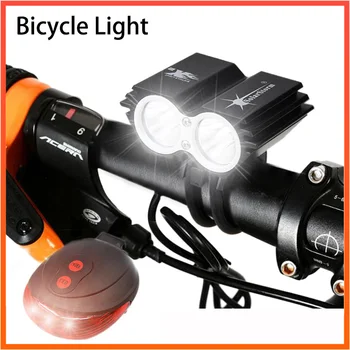 

Solar Storm Bike Light 2*T6 LED 4 Modes MTB Road Front Cycling Headlight With Safety Warning Red Laser Rear Lamp