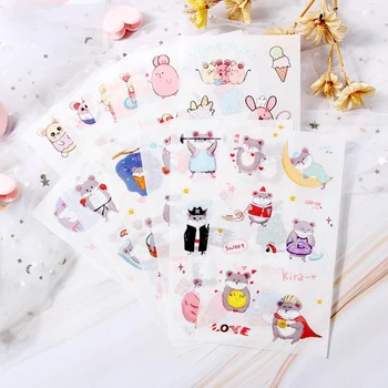 

6 Sheets / Pack Creative Beautiful Cartoon Hamster Stickers DIY Decoration Diary Scrapbook Stickers Children'S Stationery