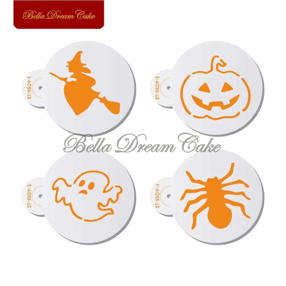 Description Picture 3 of item4pcs/set Halloween Pumpkin Spider Cookies Stencil Coffee Stencils Template Cake Decorating Tools Biscuits Cake Mold Bakeware