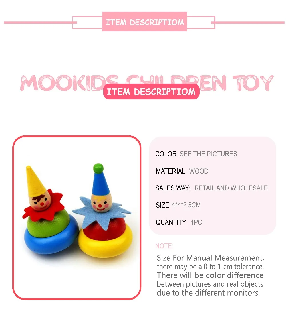 Mookids деревянные спиннинг гироскоп игрушки для детей Подарки танцы клоун флип Классические игрушки родитель-ребенок Взаимодействие