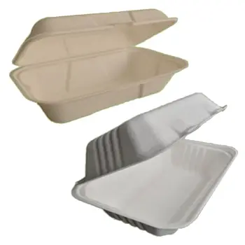 

50 Count Eco Friendly Disposable 100% biodegradable Clamshell Take Out Food Containers