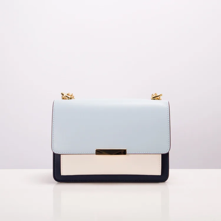 Woman new Beach Bag Women's Singles Shoulder Package Diagonal Small Square Chain Hit Color Handbag Crossbody korean Style - Цвет: Pale blue