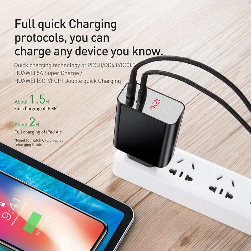 Baseus Quick Charge 4,0 3,0 USB зарядное устройство для iPhone 11 Pro Max samsung huawei мобильный телефон QC4.0 QC3.0 QC type C PD быстрое зарядное устройство