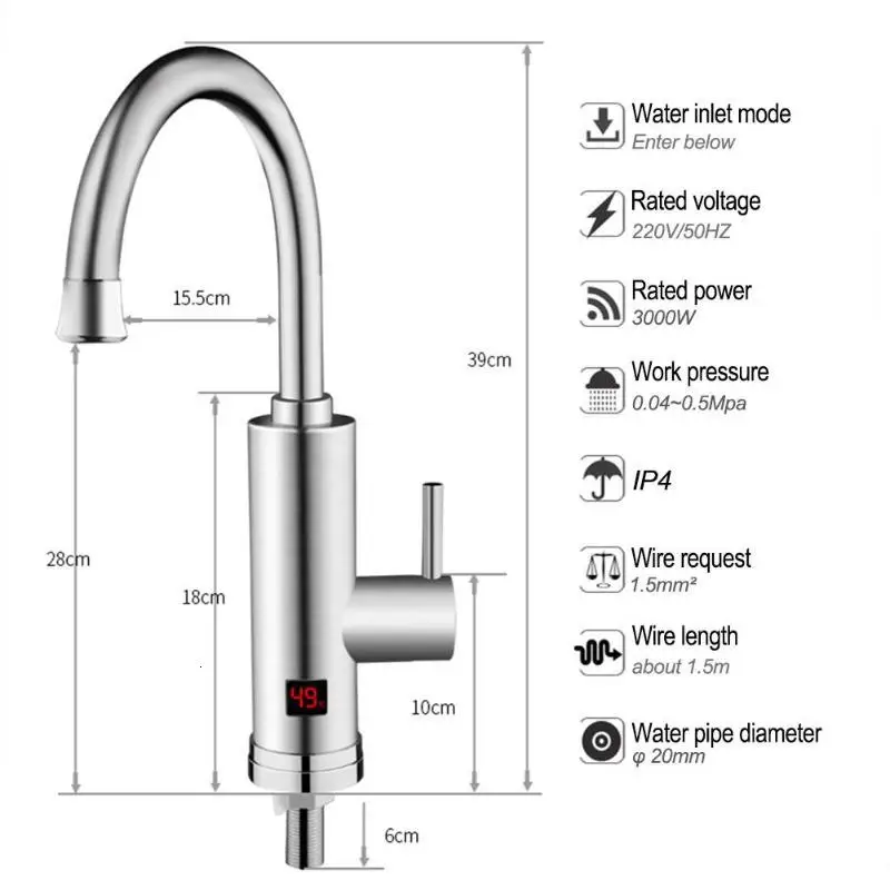 Мгновенный водонагреватель из нержавеющей стали кран с водонагревателем кухонный кран мгновенного нагрева воды с дисплеем температуры