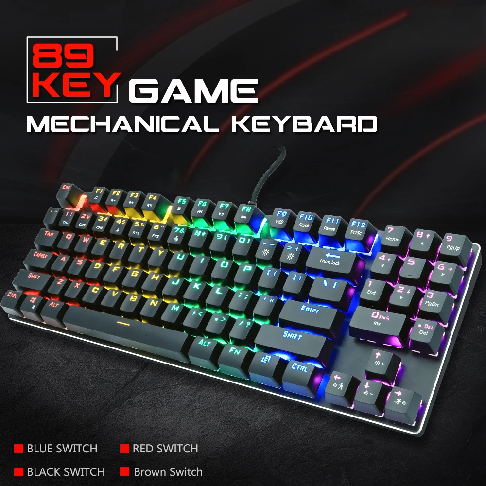 Проводная Механическая клавиатура с 89 клавишами Игровая RGB подсветкой для ПК