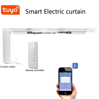 Customized Electric Curtain карниз Tuya Smart Life WiFi Curtain Motor RF Remote Curtain Track Alexa google home Control