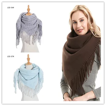 

New Thick Winter Scarves for Women Fashion Solid Color Quaste Shawls and Wraps Tassels Long Hijab Foulard Echarpe Femme Pashmina
