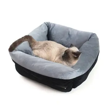 

Cat Dog Square Bed Soft All Season Warming Washable Corduroy Foam Comfortable M0XD