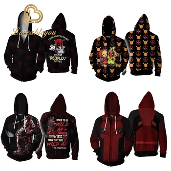

Mens Hooded Cosplay Venom Sweatshirt Deadpool Hoodie Jacket Marvel Superhero Pikachu Cosplay Costume Streetwear