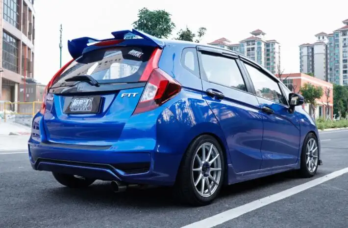 Для Honda Fit Jazz ABS пластиковый Неокрашенный Грунтовка Цвет сзади крыша багажника крыло для губ спойлер для автомобиля