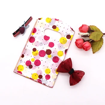 

Mini Colorful Dot Printed Plastic Jewelry Bag with Handle 50pcs/lot 9x15cm Gift Candy Soap Storage Bag for DIY Jewelry Packaging