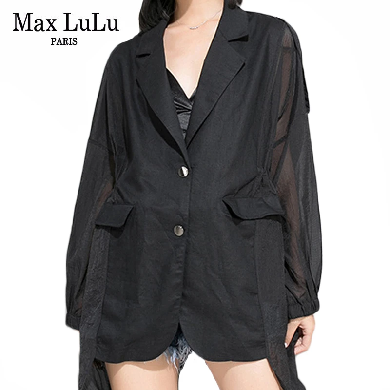 

Max LuLu Korean Fashion Autumn Designs Sexy Lace Tops And Blouses Women Chiffon Punk Shirts Casual Femlae Oversized Long Clothes