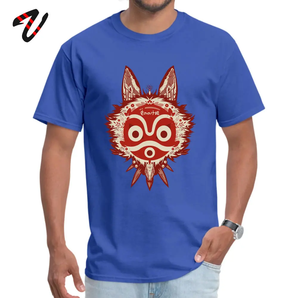 Футболка Mononoke футболки для мужчин футболка "Аниме" фигурка Принцесса Мононоке День благодарения маска Дизайн Хлопок Crewneck Мужская футболка Прямая - Цвет: Blue