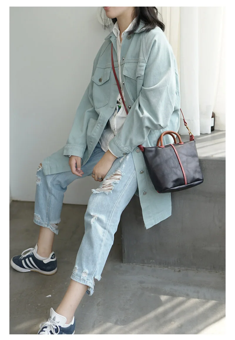 EUMOAN Handmade one-shoulder slanted bag, women's leather leather leather handbag, women's vintage do old one-shoulder bag