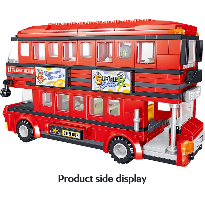 Billige 398PCS Creator Brt Doppel Deck Bus Bausteine Legoing Technik Red Bus Stadt Schule Auto Ziegel Aufklärung Spielzeug für kinder