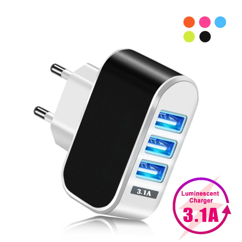 

Universal Multi Port USB Charger 3 Ports Travel USB Wall Power Adapter EU US Charger Charging For iPhone For Xiaomi for Samsung