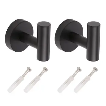 

2 Pack Black Bathroom Towel Hooks,Clothes/Robe Hooks,Rustproof and Waterproof To