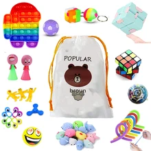 

33pcs Fidget Toy Set Pressure Relief Push Bubble Bouncing Ball Soccer Spinner Speed Cube Mochi Animal for Children Autism