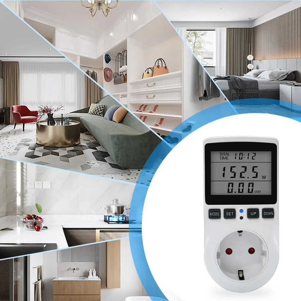 Digital Power Meter Socket EU/US/UK Plug Energy Current Voltage Watt Electricity Cost Measuring Monitor Analyzer | Инструменты