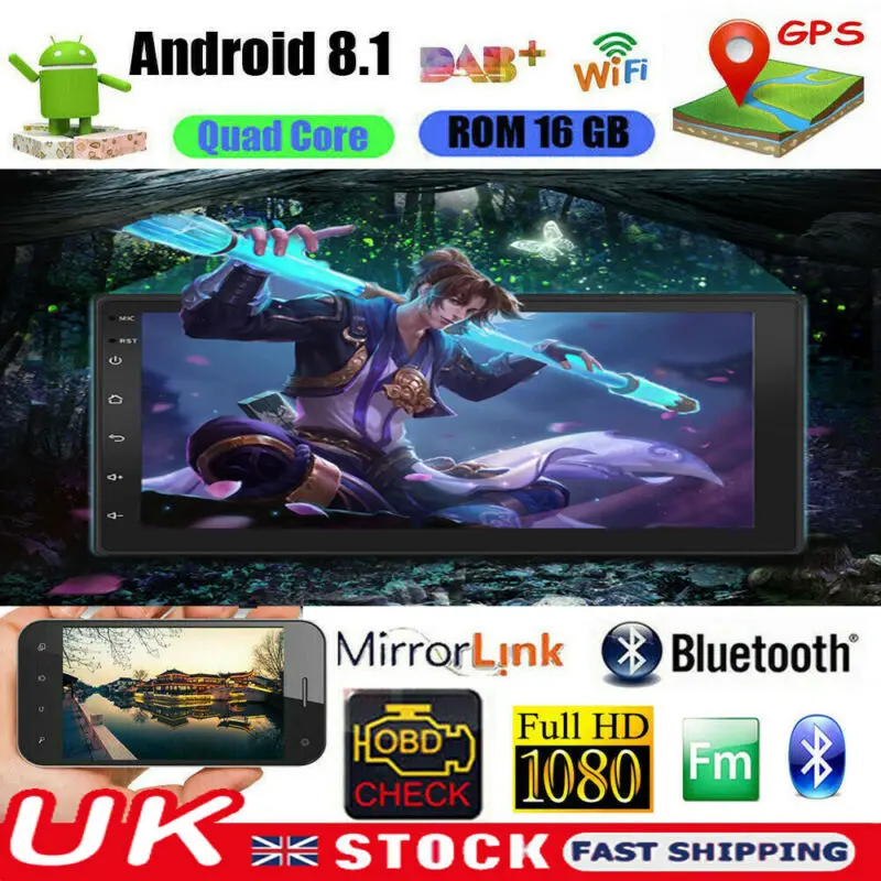 

Car Stereo MP5 Player FM Radio GPS Navigation Android 8.1 WiFi 7 Quad Core