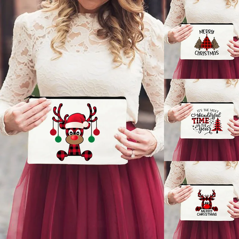 Deer Printed Makeup Bag Women Cosmetic Cases Christmas Party Female Toiletries Lipstick Organizer Pencil Bags Wallet Xmas Gifts | Багаж и