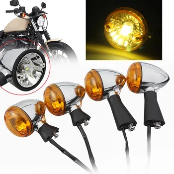 

Front Rear Motorcycle LED Halogen Turn Signal Lights Amber Indicators For Indian Scout Sixty BOBBER 14-20