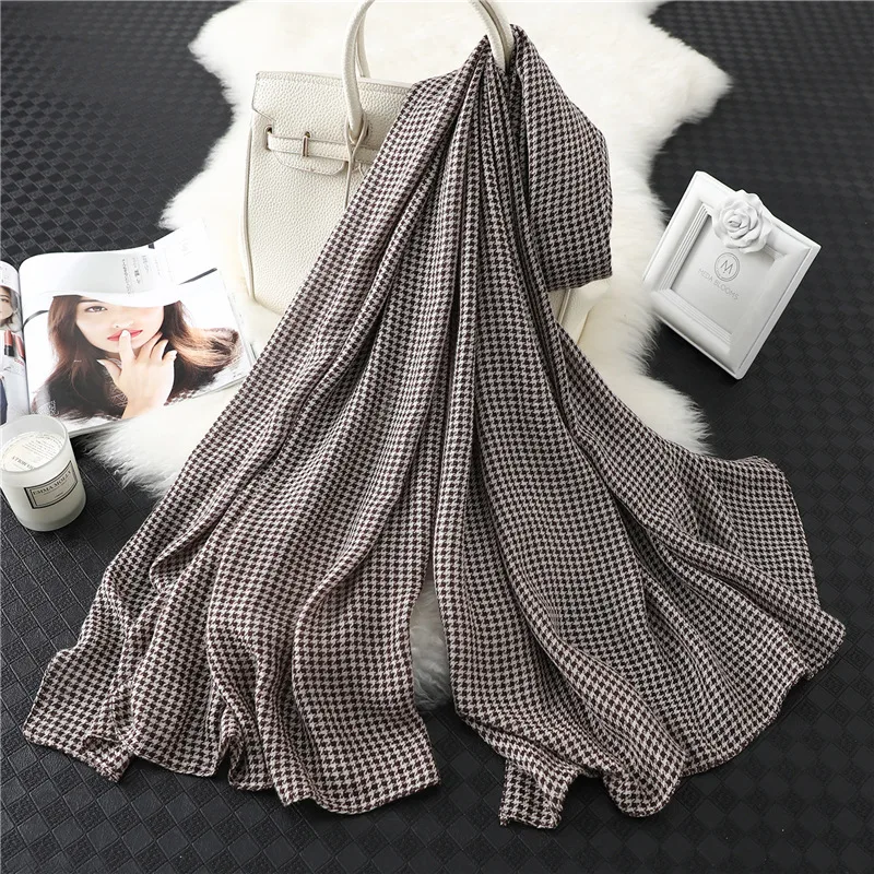 

2019 New Designer Winter Neck Scarves Women Houndstooth Plaid Long Soft Shawls and Wraps Cashmere Pashmina Hijab Ladies Female