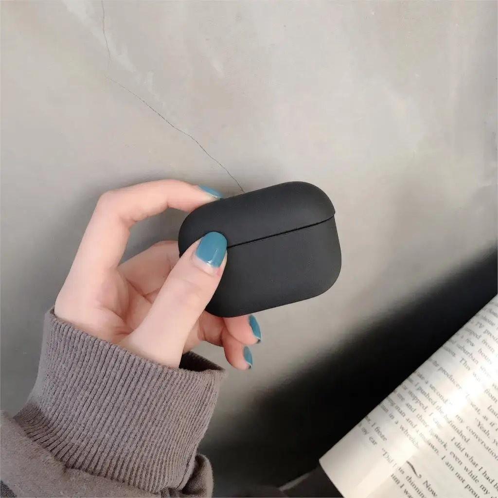 BK YOMILE прекрасный сплошной цвет песчаник PC чехол для наушников для Apple AirPods 3 Чехол AirPods3 цветной Full iphone Earpods аксессуары чехол - Цвет: BK