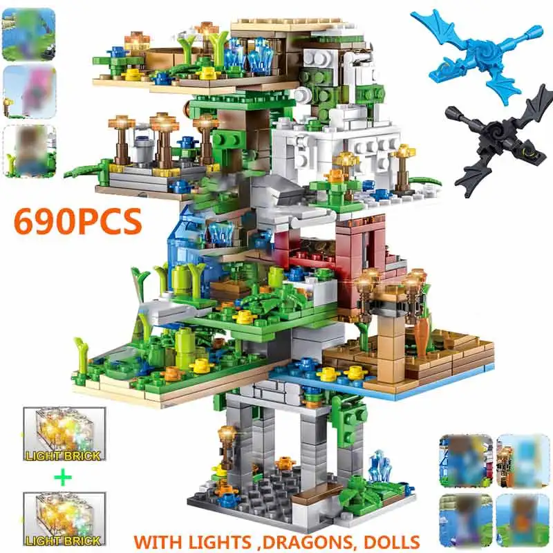 Домик на дереве lepining 21137 My Worlds Light Dragons Hanging Garden Maynkrafteds Playmobil Lepinblocks фигурки
