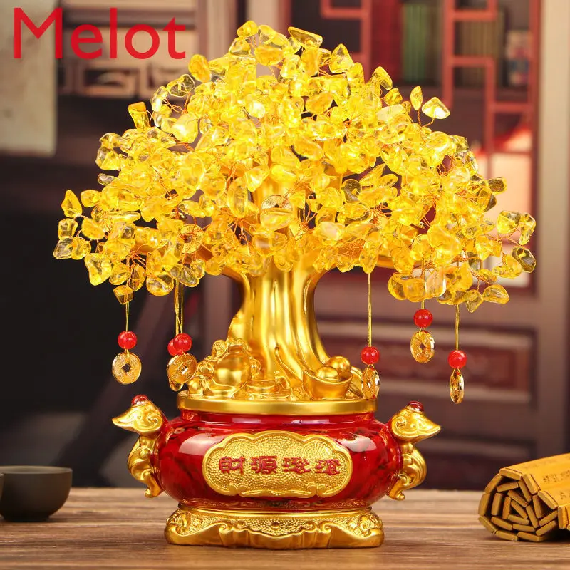 Citrine Fortune Tree Decoration Lucky Living Room Home Creative Wine Cabinet TV Cabinet Decorations Housewarming Gift Collection