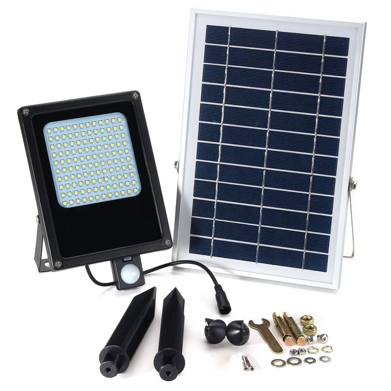 

15W LED Floodlight with Solar Powered Panel Motion Sensor Flood Lights Waterproof IP65 150 LED 3528 SMD Security Emergency