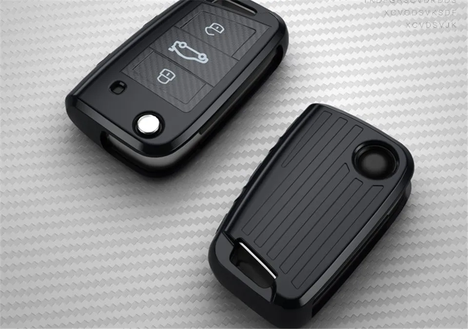 Cover custodia chiave auto per Volkswagen VW Polo MK7 Golf 7 Tiguan passat per Skoda Octavia Kodiaq Karoq per Seat Ateca Leon - H4f796505e9ec4ed6b467224b84106c41U