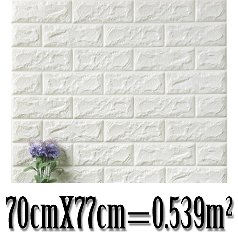 3D наклейка на кирпичную стену, для гостиной, сделай сам, ПЭ пена, обои, панель, украшение для комнаты, цветок, камень, тисненые обои, плакат - Цвет: White-B