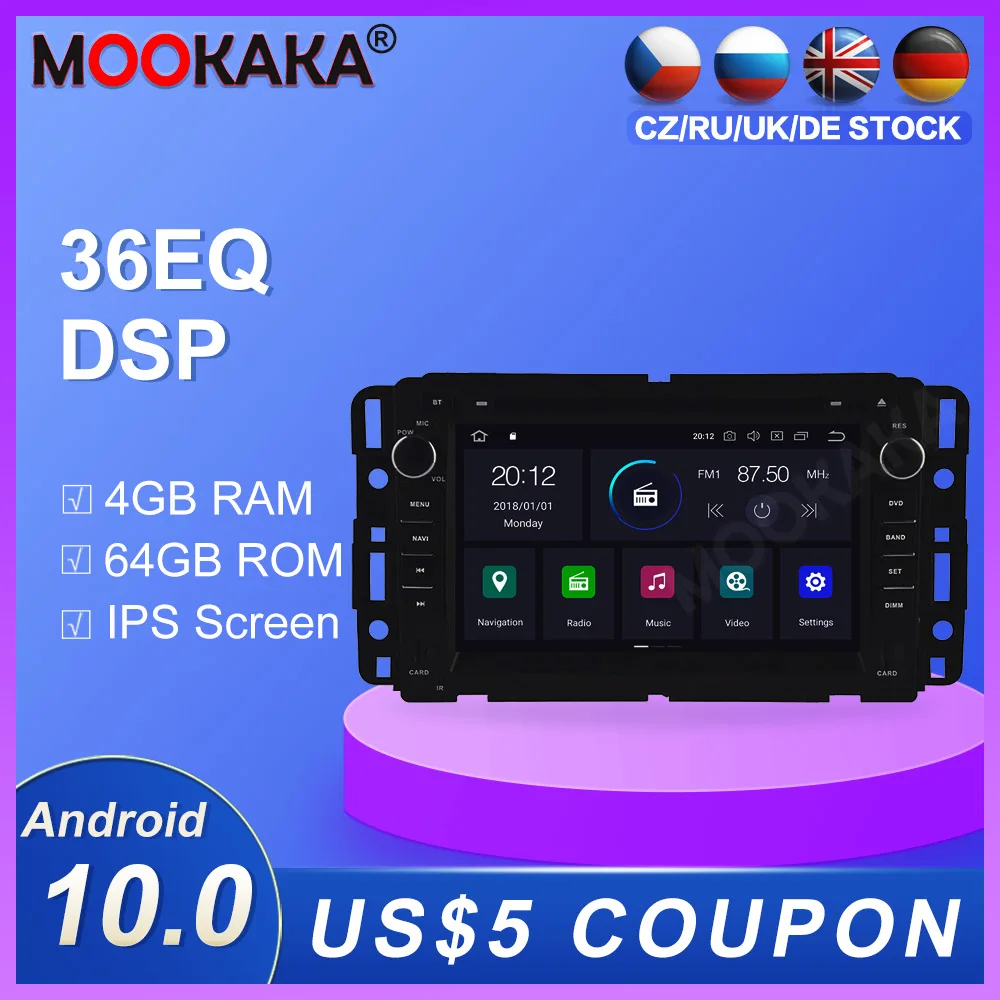 Android 10 0 4 + 64G радио GPS навигация для GMC Yukon Tahoe 2007 2012 мультимедийный плеер Радио Видео