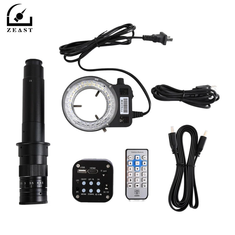 

16MP 4K USB Industrial Electronic Digital Video Microscope Camera 130X 180X 300X C Mount Lens For Phone PCB Soldering