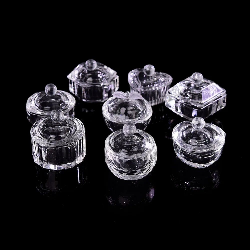 1PC Acrylic Powder Liquid Crystal Glass Dappen Dish Lid Bowl Cup Holder Manicure Equipment Nail Tool For Nail Art