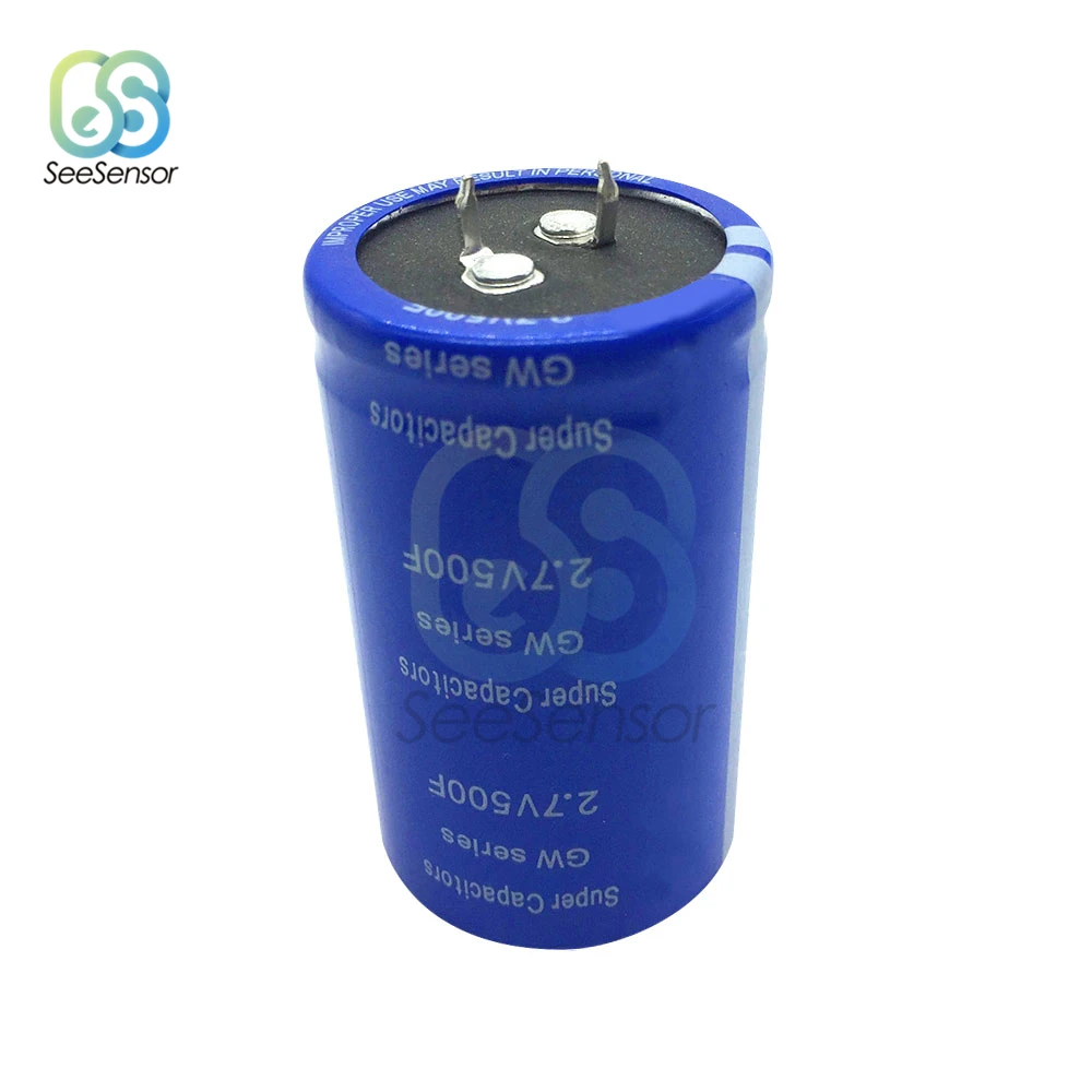 Супер фарадный конденсатор с алюминиевой крышкой, 2,7 V 500F 60*35 мм выпрямитель низкой ESR высокочастотный конденсатор с алюминиевой крышкой, ультраконденсатор 60x35 мм
